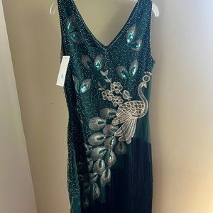 Flapper/Roaring 20s Gown - Green, Gold & Black. Perfect for HALLOWEEN 🎃